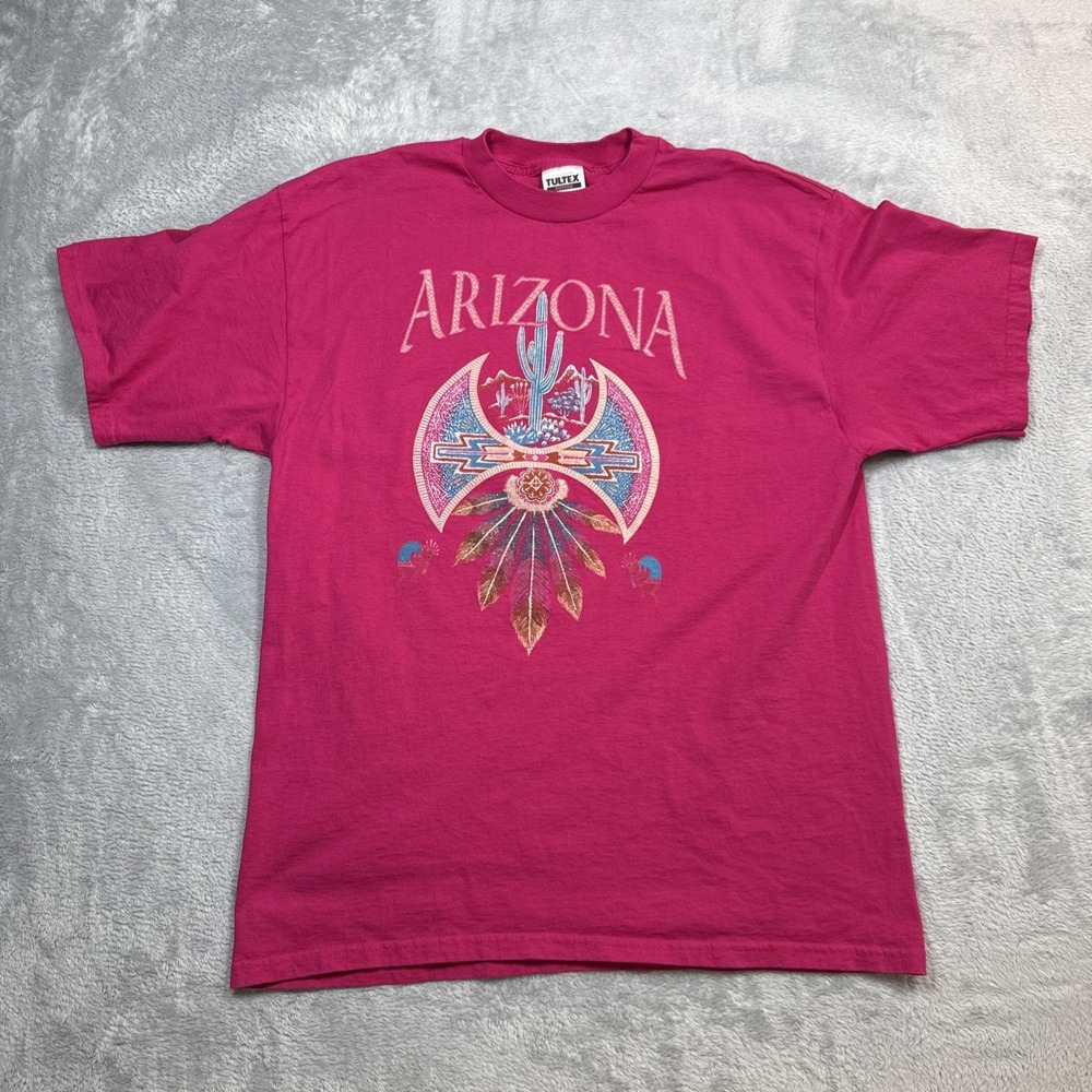 Vintage Arizona Tultex Shirt XLPink Southwestern Cactus Kokopelli Vacation
